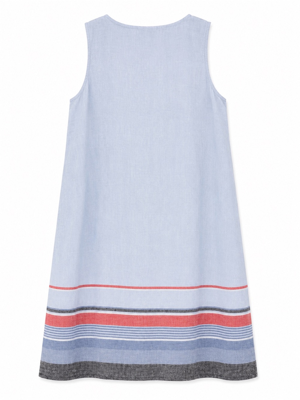 J Jill Love Linen Dress Petite Small Blue Sleeveless Stripe Hem 100% Linen - Picture 3 of 9